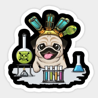 The Mad Scientist Pug: An Adorable and Eccentric Experiment Gone Woof Sticker